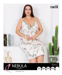 KOSZULA NOCNA NA WĄSKIM RAMIĄCZKU Z WISKOZY BIG SIZE XL-4XL 10878