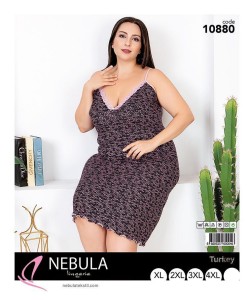 KOSZULA NOCNA NA WĄSKIM RAMIĄCZKU Z WISKOZY BIG SIZE XL-4XL 10880