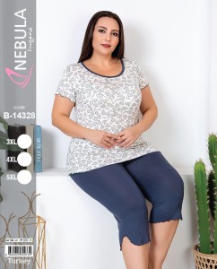 PIŻAMA DAMSKA KRÓTKI REKAW 3/4 SPODNIE WISKOZA BIG SIZE 3XL-5XL