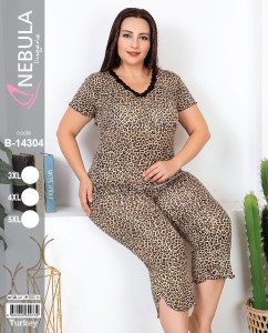 PIŻAMA DAMSKA KRÓTKI REKAW 3/4 SPODNIE WISKOZA BIG SIZE 3XL-5XL 