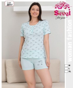 PIŻAMA DAMSKA KRÓTKI RĘKAW Z SZORTAMI M-XL 2011