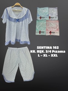 PIŻAMA DAMSKA BAWEŁNA KRÓTKI RĘKAW 3/4 SPODNIE 162 