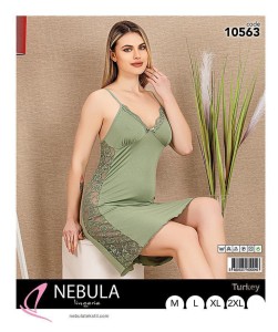 KOSZULA NOCNA Z KORONKĄ NA BOKU NA WĄSKIM RAMIĄCZKU M-XXL 10563