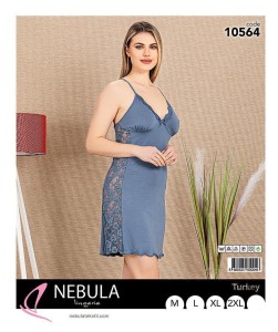 KOSZULA NOCNA Z KORONKĄ NA BOKU NA WĄSKIM RAMIĄCZKU M-XXL 10564