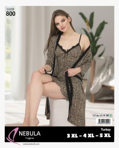 KOMPLET DAMSKI SZLAFROK Z KOSZULĄ BIG SIZE 3XL-5XL  800