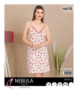 KOSZULA NOCNA NA WĄSKIM RAMIĄCZKU Z WISKOZY M-XXL 10570