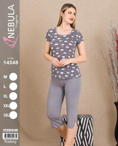 PIŻAMA DAMSKA KRÓTKI RĘKAW 3/4 SPODNIE M-3XL 