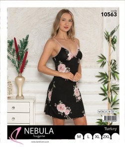 KOSZULA NOCNA NA WĄSKIM RAMIĄCZKU Z WISKOZY M-XXL 10583