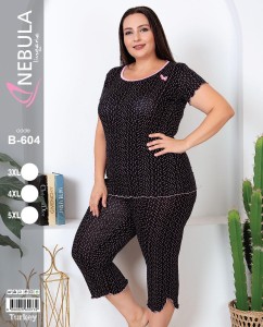 PIŻAMA DAMSKA KRÓTKI RĘKAW 3/4 SPODNIE BIG SIZE 3XL-5XL 604E