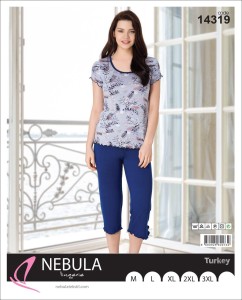 PIŻAMA DAMSKA KRÓTKI RĘKAW 3/4 SPODNIE M-3XL 