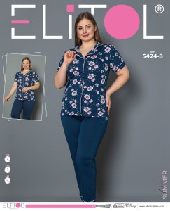 PIŻAMA DAMSKA KRÓTKI RĘKAW DŁUGIE SPODNIE  2XL-4XL 