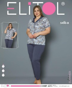 PIŻAMA DAMSKA KRÓTKI RĘKAW DŁUGIE SPODNIE  2XL-4XL  