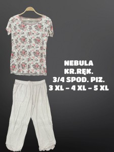 PIŻAMA DAMSKA KRÓTKI RĘKAW 3/4 SPODNIE 3XL-5XL
