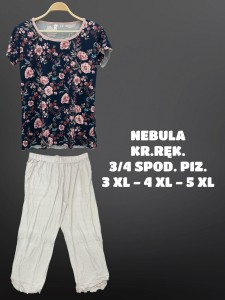 PIŻAMA DAMSKA KRÓTKI RĘKAW 3/4 SPODNIE 3XL-5XL