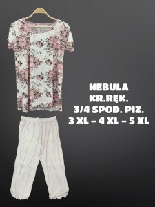 PIŻAMA DAMSKA KRÓTKI RĘKAW 3/4 SPODNIE 3XL-5XL 