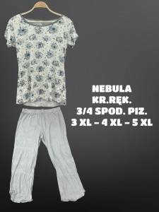 PIŻAMA DAMSKA KRÓTKI RĘKAW 3/4 SPODNIE 3XL-5XL 
