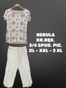 PIŻAMA DAMSKA KRÓTKI RĘKAW 3/4 SPODNIE XL-3XL
