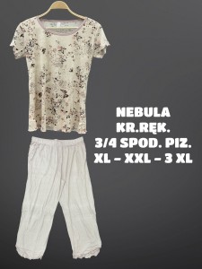 PIŻAMA DAMSKA KRÓTKI RĘKAW 3/4 SPODNIE XL-3XL