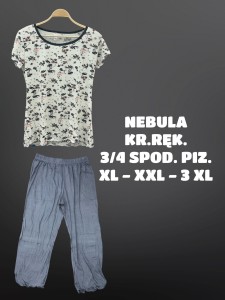 PIŻAMA DAMSKA KRÓTKI RĘKAW 3/4 SPODNIE XL-3XL  