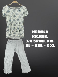 PIŻAMA DAMSKA KRÓTKI RĘKAW 3/4 SPODNIE XL-3XL  