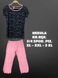 PIŻAMA DAMSKA KRÓTKI RĘKAW 3/4 SPODNIE XL-3XL