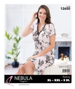 KOSZULA NOCNA KRÓTKI RĘKAW WISKOZA XL-3XL 12650