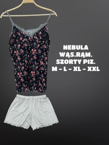 PIŻAMA DAMSKA WĄSKIE RAMIĄCZKA Z SZORTAMI WISKOZA M-2XL  