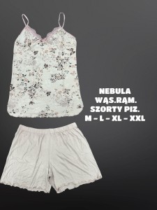 PIŻAMA DAMSKA WĄSKIE RAMIĄCZKA Z SZORTAMI WISKOZA M-2XL  