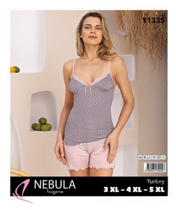 PIŻAMA DAMSKA WĄSKIE RAMIĄCZKA Z SZORTAMI WISKOZA BIG SIZE 3XL-5XL