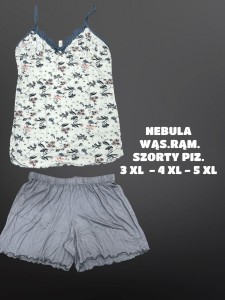 PIŻAMA DAMSKA WĄSKIE RAMIĄCZKA Z SZORTAMI WISKOZA BIG SIZE 3XL-5XL 