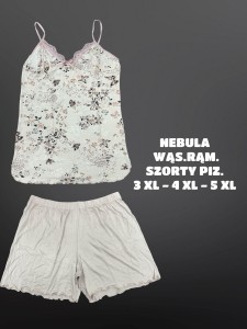 PIŻAMA DAMSKA WĄSKIE RAMIĄCZKA Z SZORTAMI WISKOZA BIG SIZE 3XL-5XL 