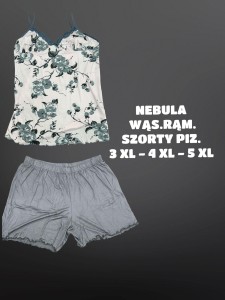 PIŻAMA DAMSKA WĄSKIE RAMIĄCZKA Z SZORTAMI WISKOZA BIG SIZE 3XL-5XL 
