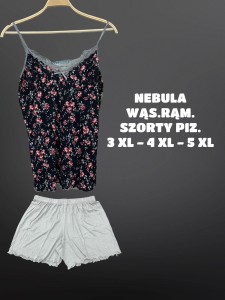 PIŻAMA DAMSKA WĄSKIE RAMIĄCZKA Z SZORTAMI WISKOZA BIG SIZE 3XL-5XL