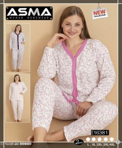 Piżama damska ocieplana rozpinana L-4XL