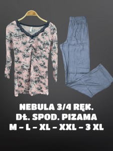 PIŻAMA DAMSKA DŁUGIE SPODNIE 3/4 RĘKAW M-3XL 3013-1