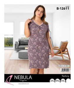 KOSZULA NOCNA KRÓTKI RĘKAW WISKOZA BIG SIZE 3XL-5XL B-12611