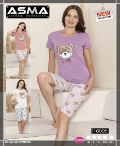 Piżama damska krótki rękaw spodnie 3/4 ASMA 