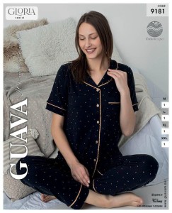 Piżama damska krótki rękaw + długie spodnie Guava