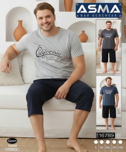 Piżama męska krótki rękaw 3/4 spodnie ASMA BIG SIZE 