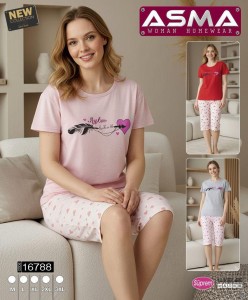 Piżama damska krótki rękaw spodnie 3/4 ASMA