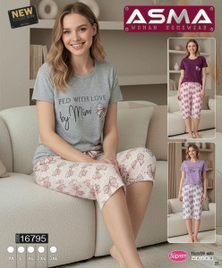 Piżama damska krótki rękaw spodnie 3/4 ASMA 