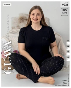 Piżama damska krótki rękaw + długie spodnie BIG SIZE Guava VISKOZA 