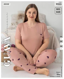 Piżama damska krótki rękaw + długie spodnie BIG SIZE Guava VISKOZA  