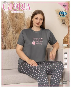 Piżama damska GLORIA krótki rękaw + długie spodnie AIRSOFT BIG SIZE