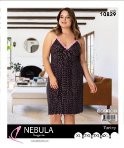 KOSZULA NOCNA NA WĄSKIM RAMIĄCZKU Z WISKOZY BIG SIZE XL-4XL 10829