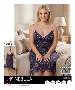 KOSZULA NOCNA NA WĄSKIM RAMIĄCZKU Z WISKOZY BIG SIZE XL-4XL 10885
