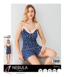 PIŻAMA DAMSKA NA RAMIĄCZKA Z SZORTAMI WISKOZA M-2XL  11425