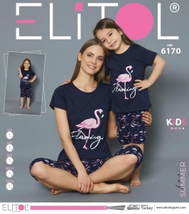 PIŻAMA DZIECIĘCA KRÓTKI RĘKAW 3/4 SPODNIE 4-13 LAT 6170