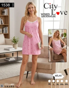 Koszula nocna damska na ramiączka CITY LOVE  M-3XL 1538