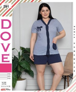 PIŻAMA DAMSKA BAWEŁNIANA ROZPINANA KRÓTKI RĘKAW Z SZORTAMI BIG SIZE 3XL-5XL B-291